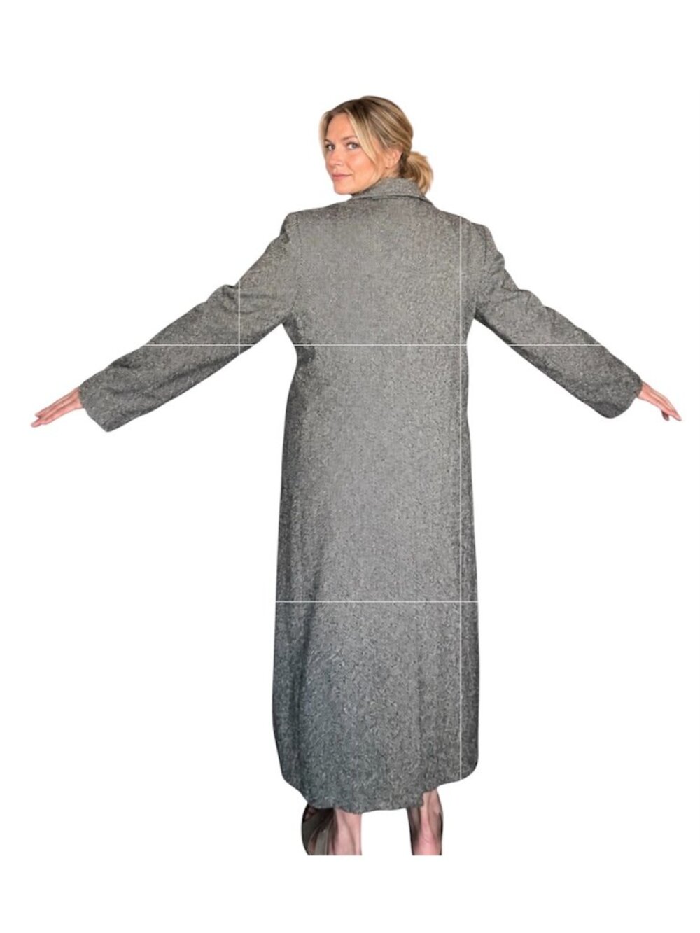 Forstmann Andover Tweeds Womens Long Wool Coat Size 16 White & Black Herringbone - Picture 3 of 8